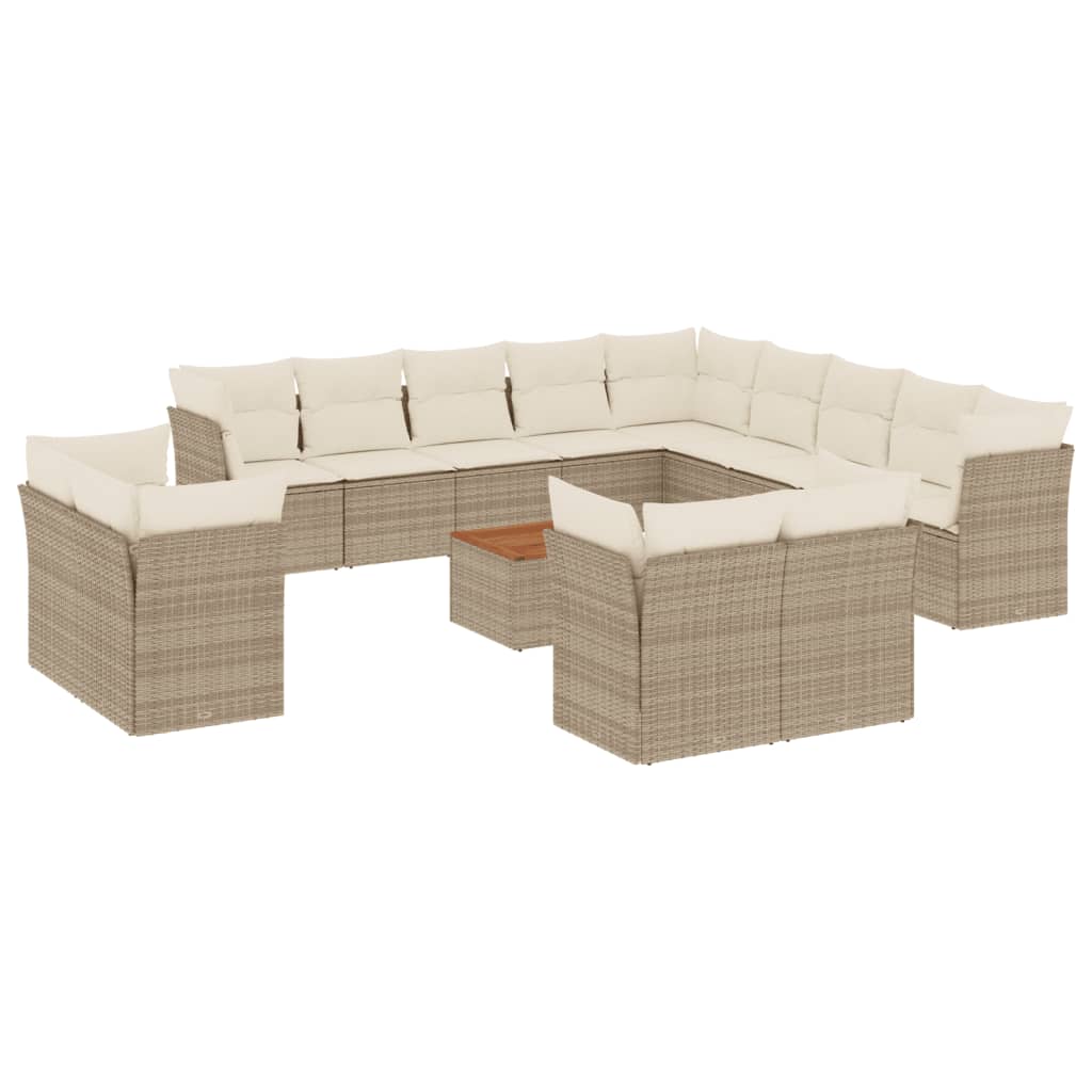 14-delige Loungeset met kussens poly rattan beige is nu te koop bij PeponiXL, paradijselijk wonen!