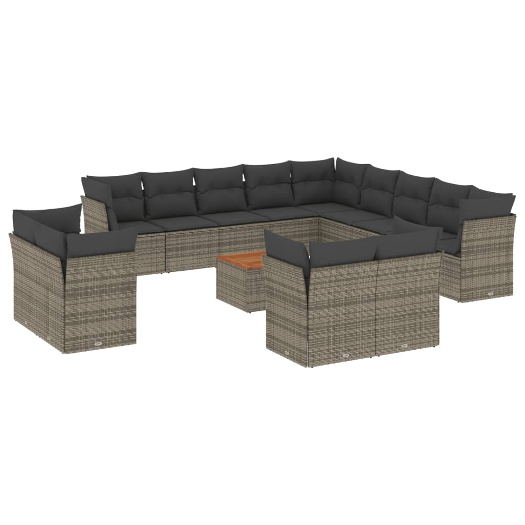 14-delige Loungeset met kussens poly rattan grijs is nu te koop bij PeponiXL, paradijselijk wonen!
