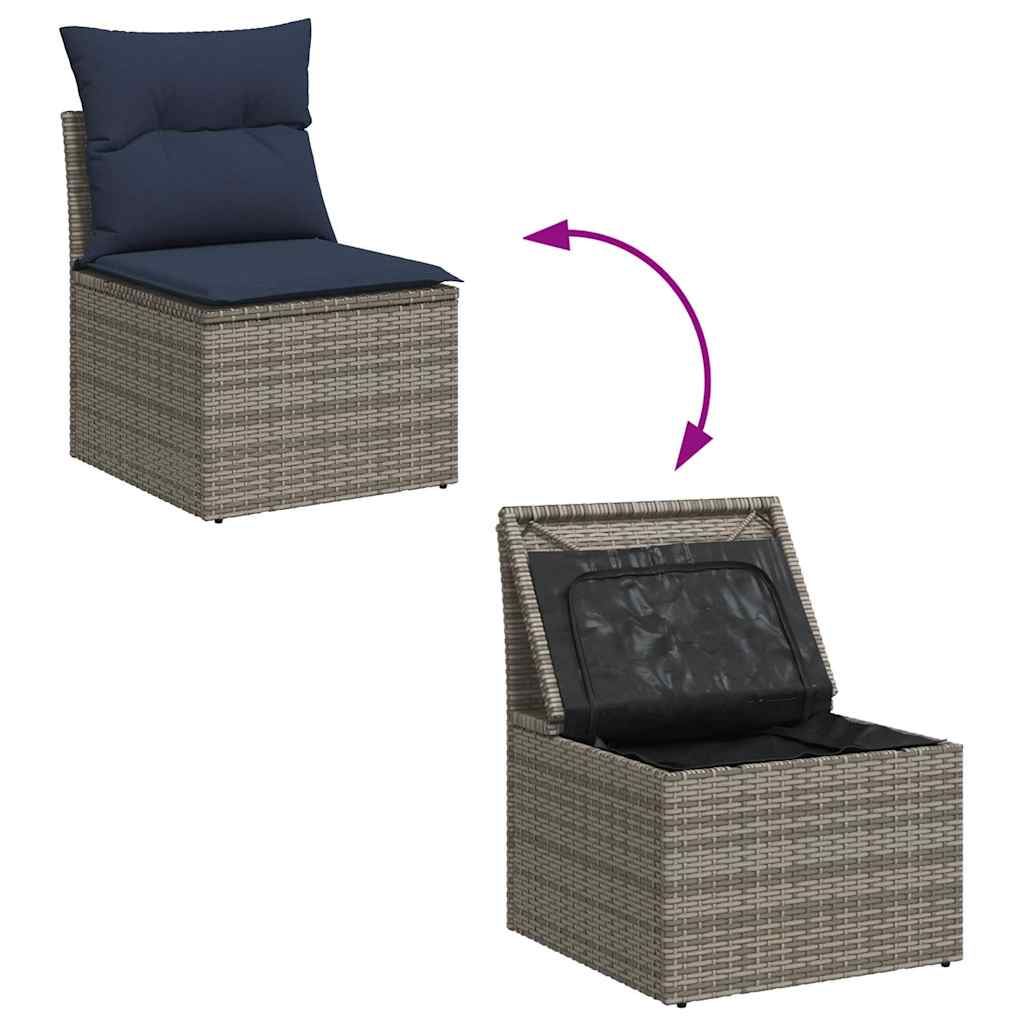 14-delige Loungeset met kussens poly rattan grijs is nu te koop bij PeponiXL, paradijselijk wonen!