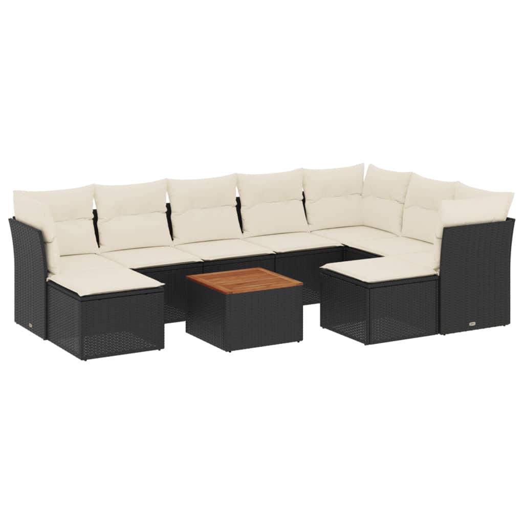 10-delige Loungeset met kussens poly rattan zwart is nu te koop bij PeponiXL, paradijselijk wonen!