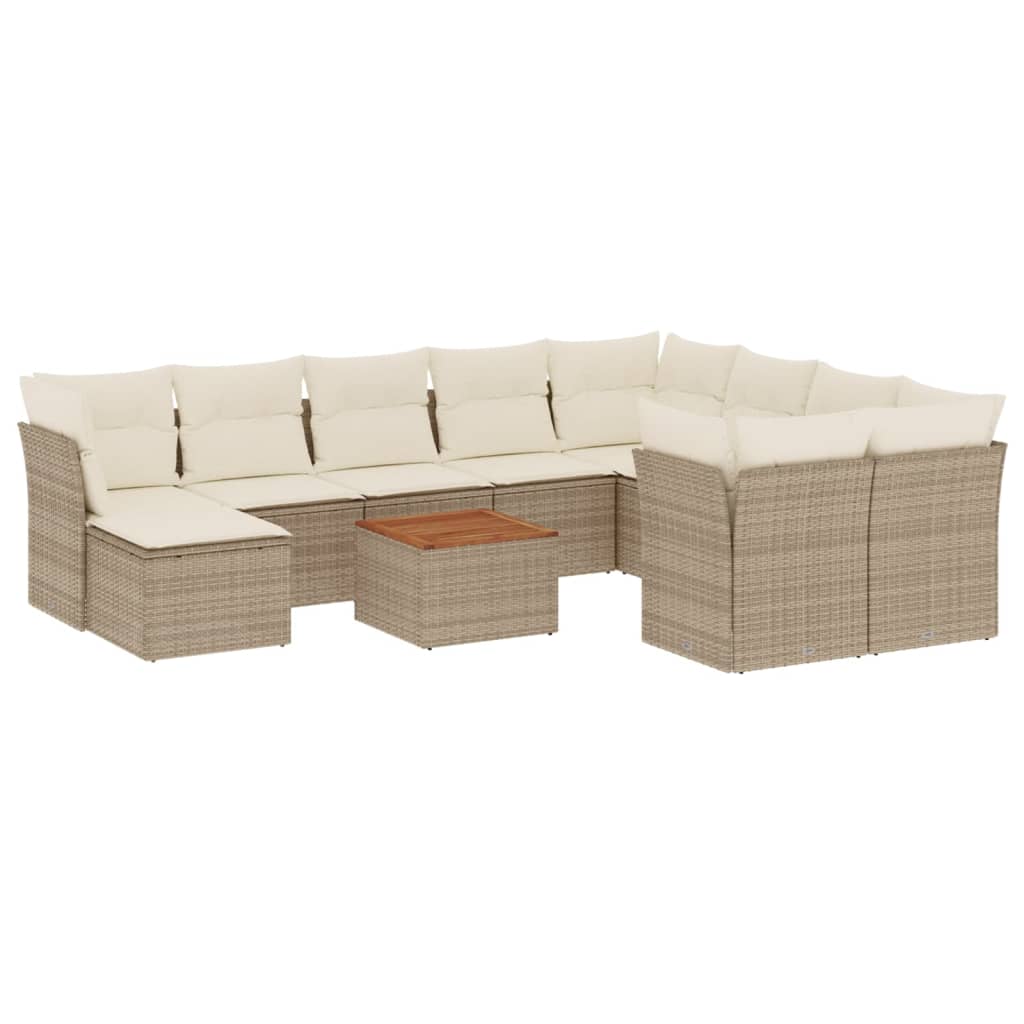 11-delige Tuinset met kussens poly rattan beige is nu te koop bij PeponiXL, paradijselijk wonen!