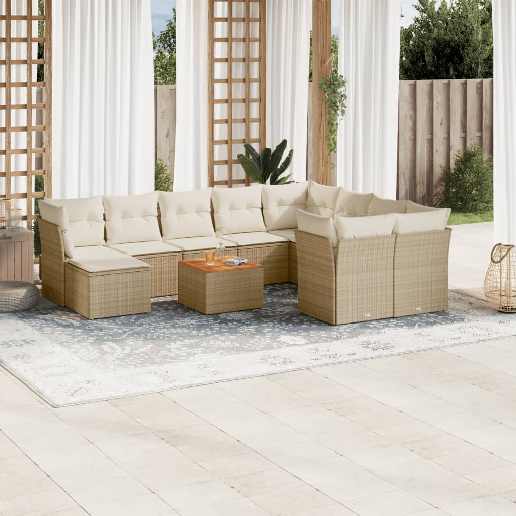 11-delige Tuinset met kussens poly rattan beige is nu te koop bij PeponiXL, paradijselijk wonen!