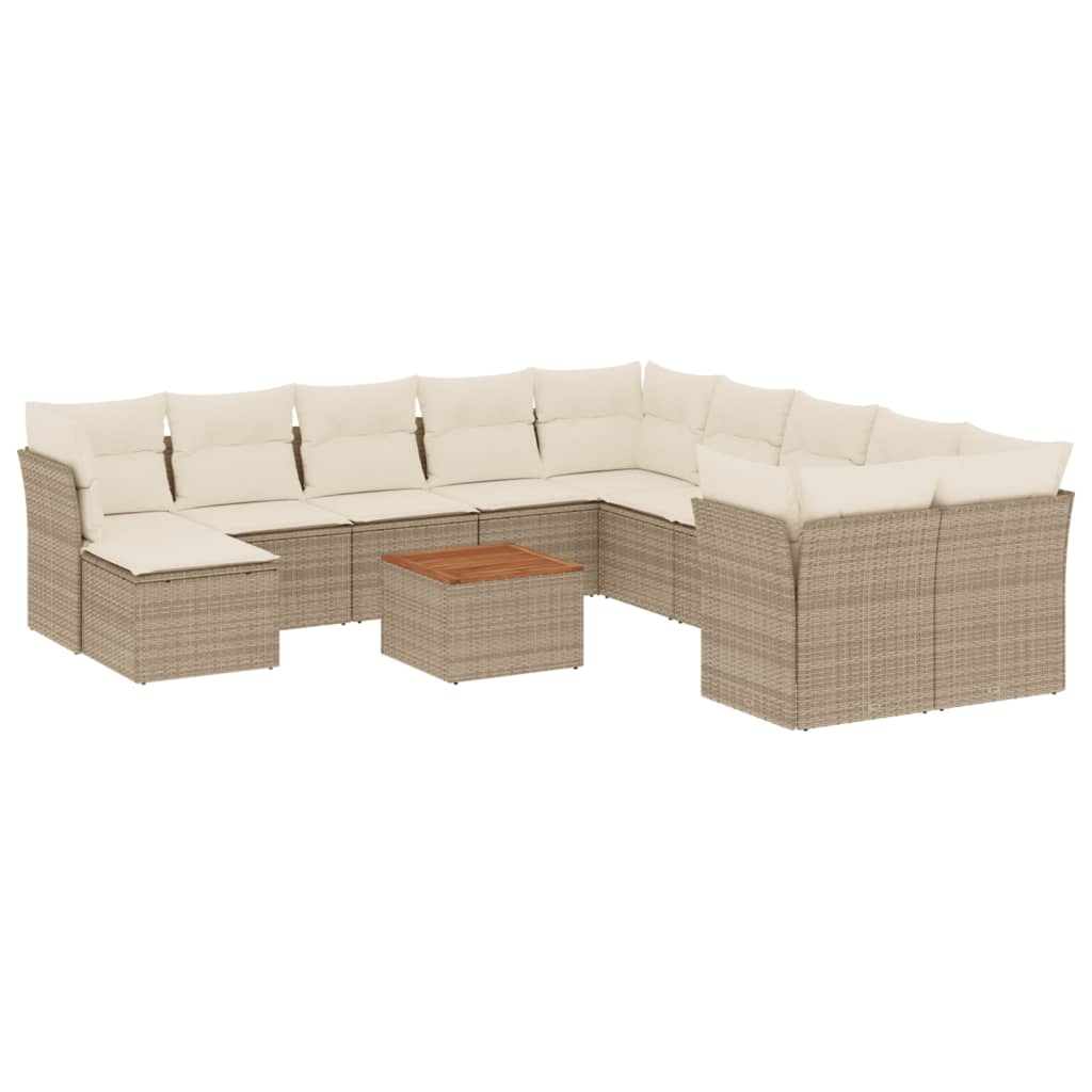 12-delige Loungeset met kussens poly rattan beige is nu te koop bij PeponiXL, paradijselijk wonen!