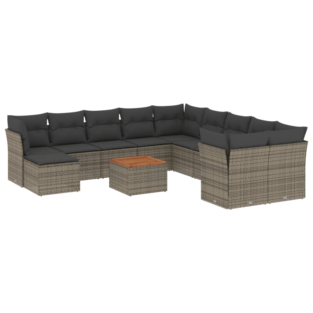 12-delige Loungeset met kussens poly rattan grijs is nu te koop bij PeponiXL, paradijselijk wonen!