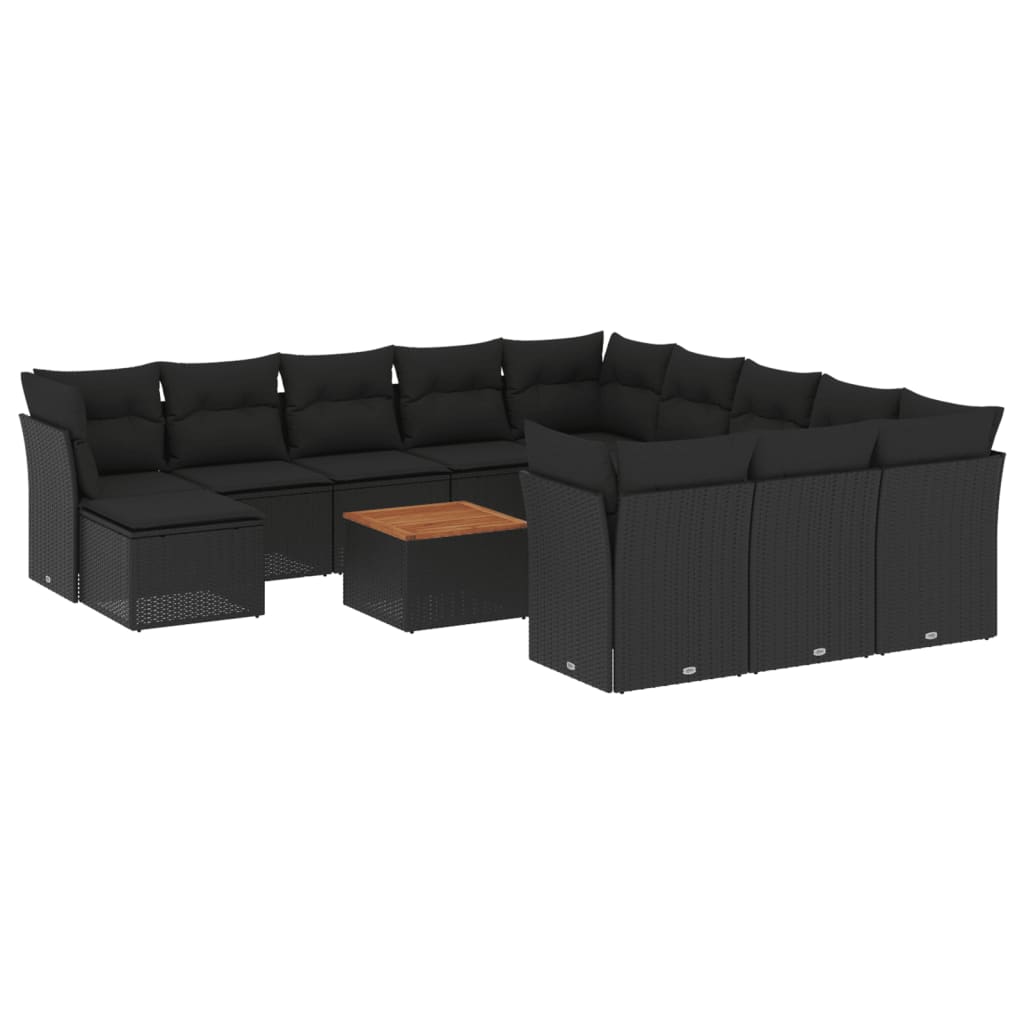 13-delige Loungeset met kussens poly rattan zwart is nu te koop bij PeponiXL, paradijselijk wonen!