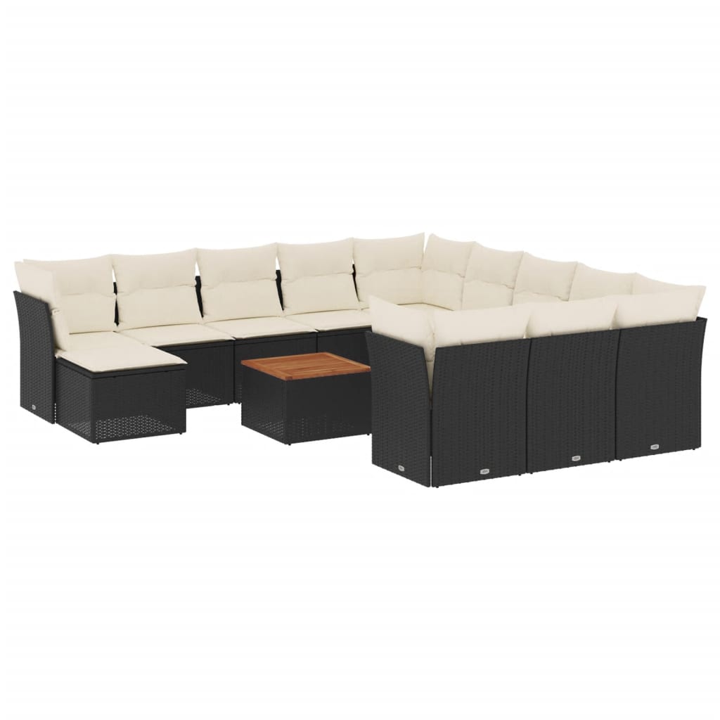 13-delige Loungeset met kussens poly rattan zwart is nu te koop bij PeponiXL, paradijselijk wonen!