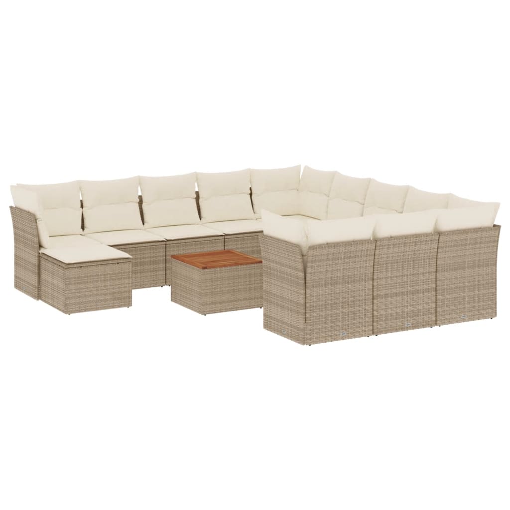 13-delige Loungeset met kussens poly rattan beige is nu te koop bij PeponiXL, paradijselijk wonen!