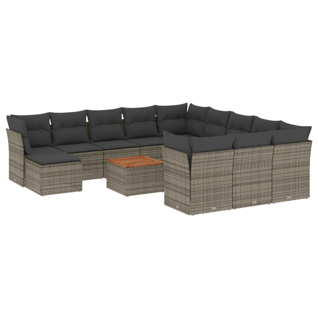 13-delige Loungeset met kussens poly rattan grijs is nu te koop bij PeponiXL, paradijselijk wonen!