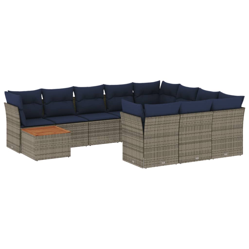 13-delige tuinbankset met kussens, grijs polyrotan is nu te koop bij PeponiXL, paradijselijk wonen!