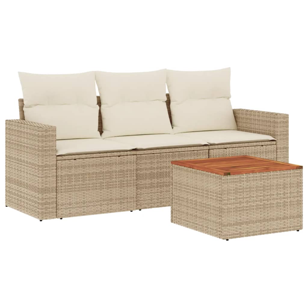 4-delige Loungeset met kussens poly rattan beige is nu te koop bij PeponiXL, paradijselijk wonen!