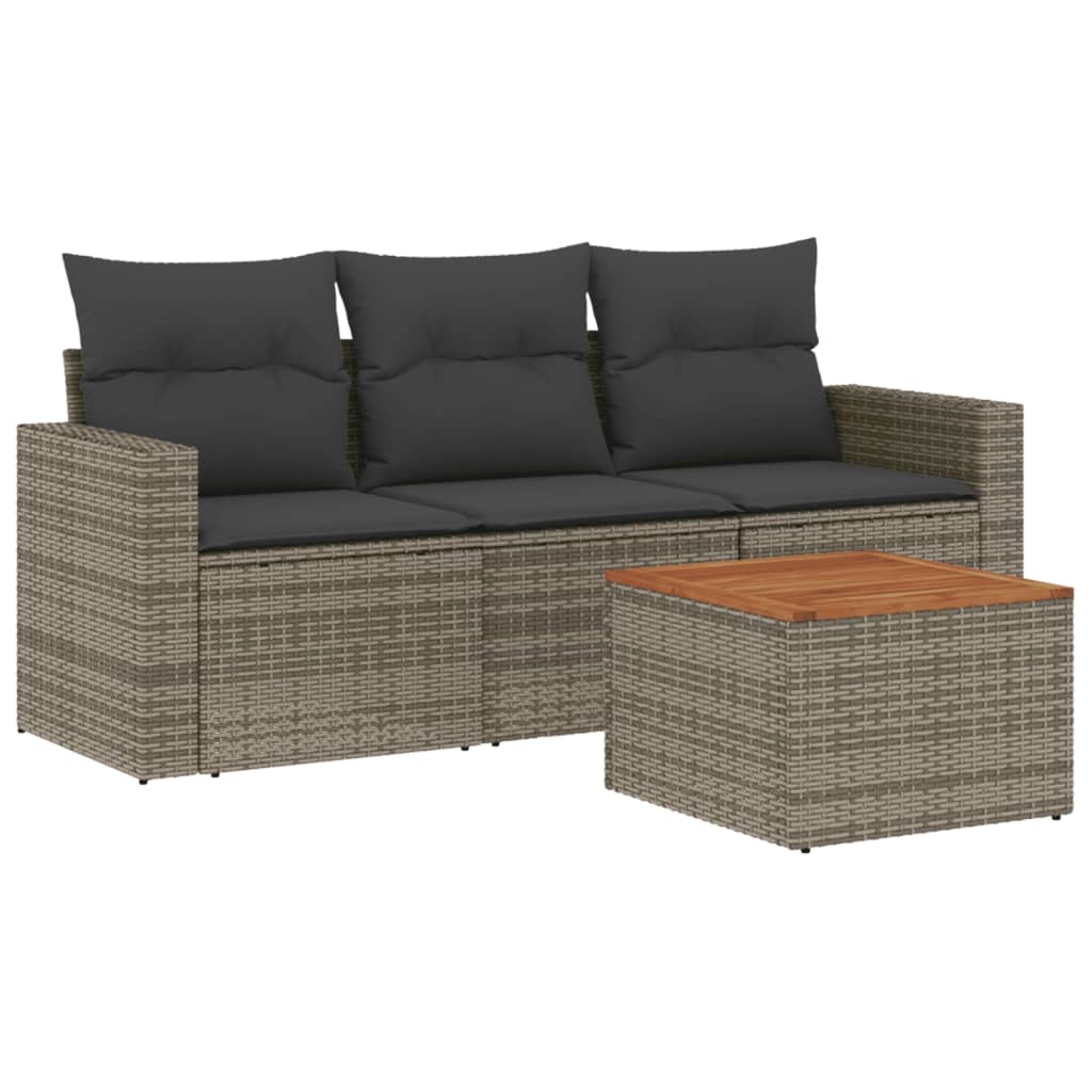 4-delige Loungeset met kussens poly rattan grijs is nu te koop bij PeponiXL, paradijselijk wonen!