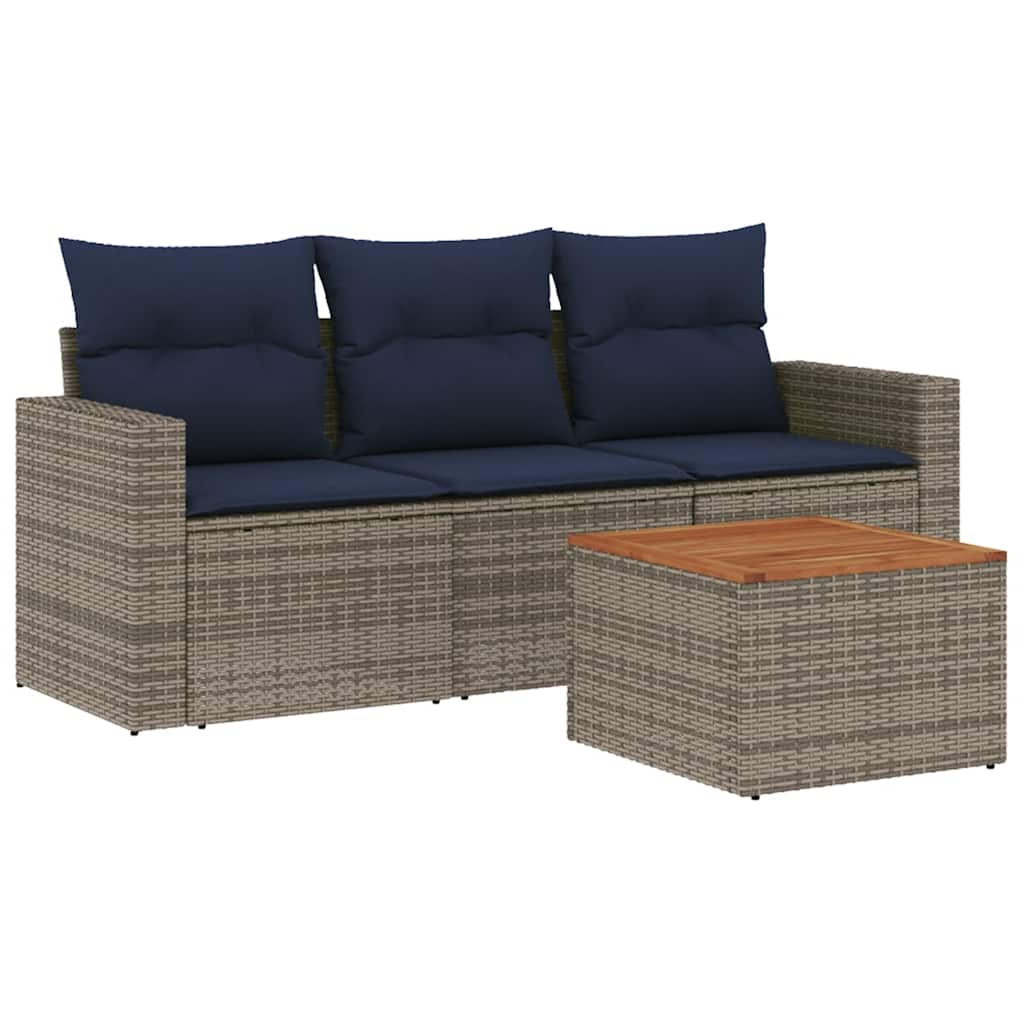 4-delige Loungeset met kussens poly rattan grijs is nu te koop bij PeponiXL, paradijselijk wonen!
