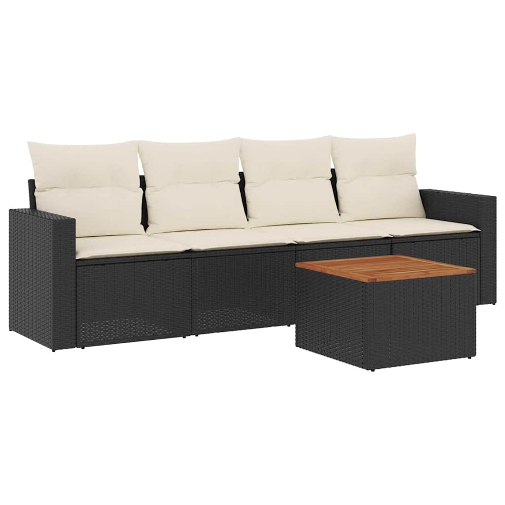 5-delige Loungeset met kussens poly rattan zwart is nu te koop bij PeponiXL, paradijselijk wonen!