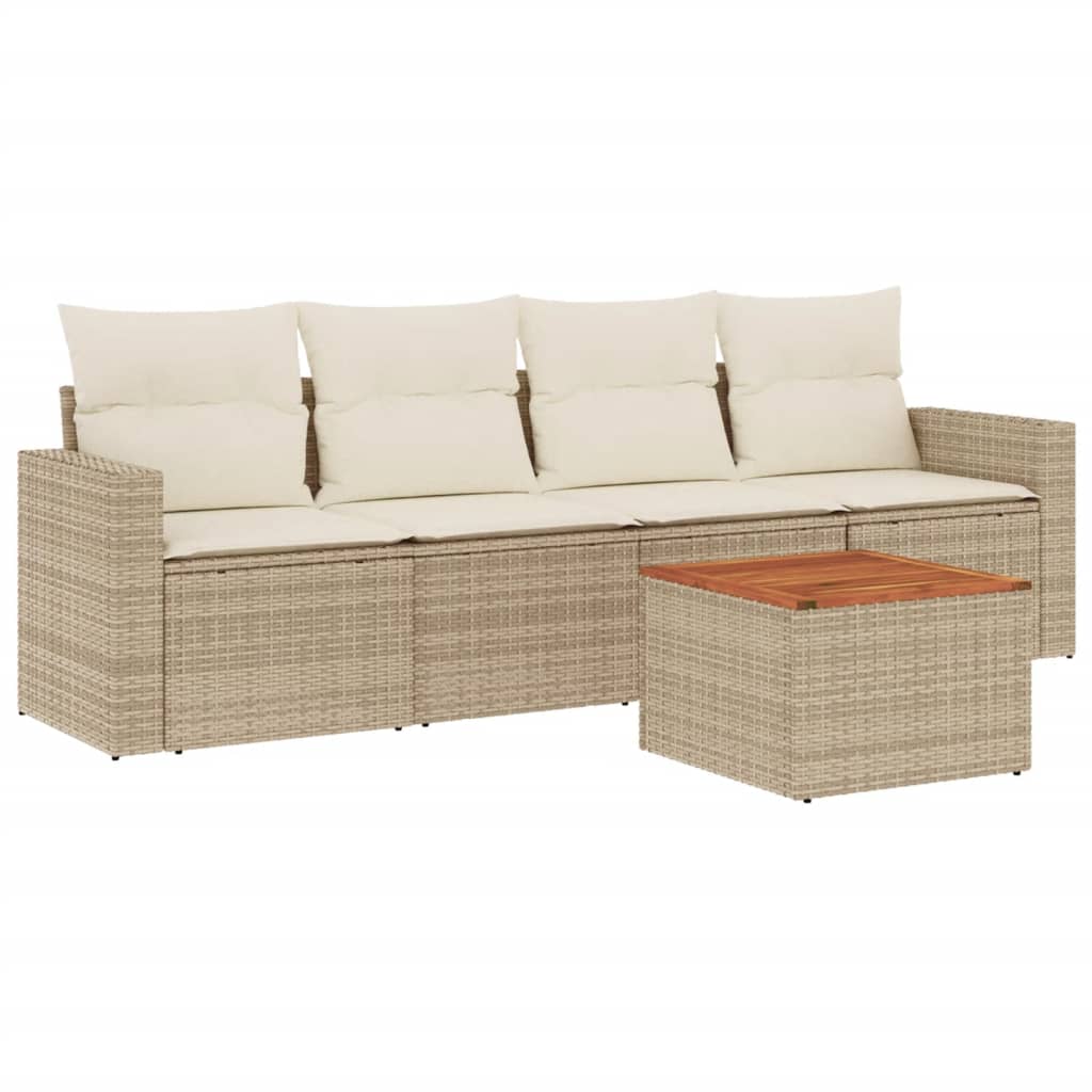 5-delige Loungeset met kussens poly rattan beige is nu te koop bij PeponiXL, paradijselijk wonen!