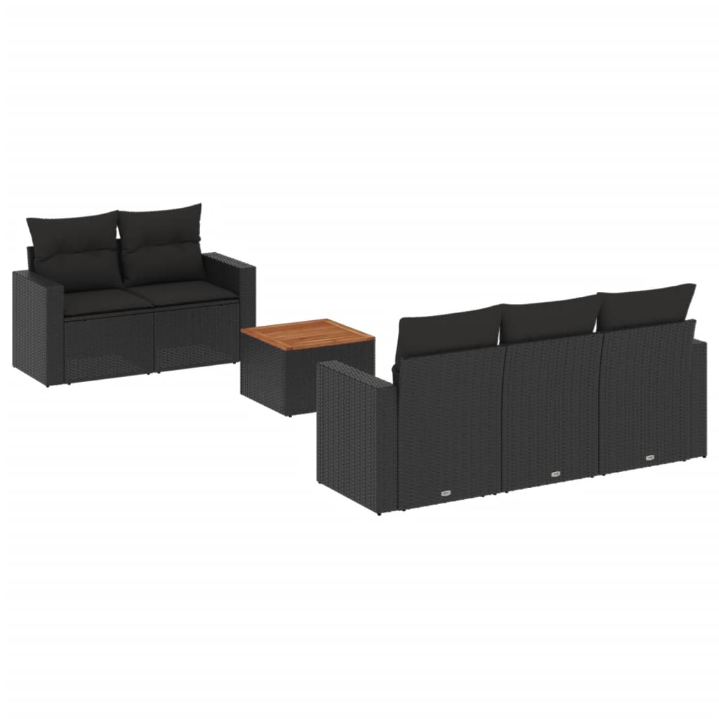 6-delige Loungeset met kussens poly rattan zwart is nu te koop bij PeponiXL, paradijselijk wonen!