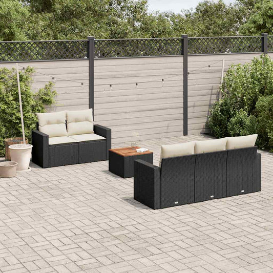 6-delige Loungeset met kussens poly rattan zwart is nu te koop bij PeponiXL, paradijselijk wonen!