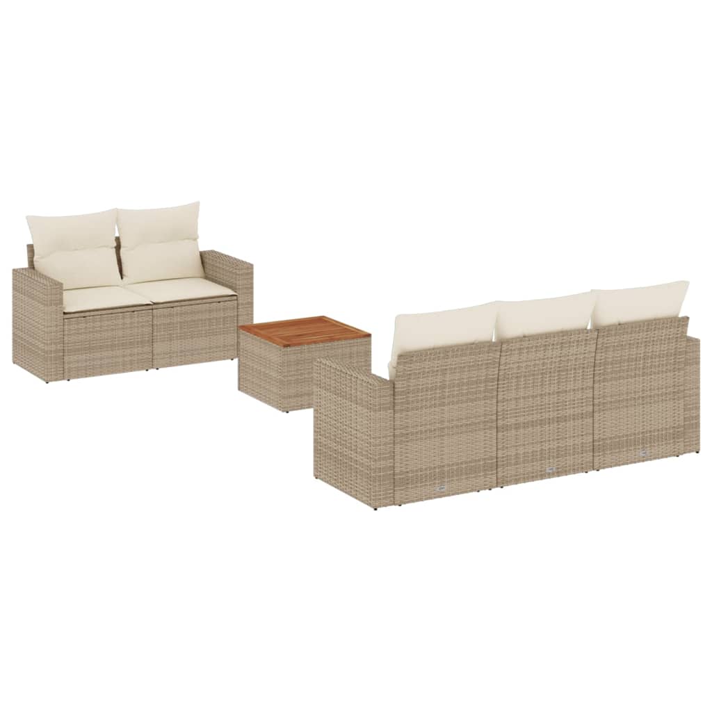 6-delige Loungeset met kussens poly rattan beige is nu te koop bij PeponiXL, paradijselijk wonen!