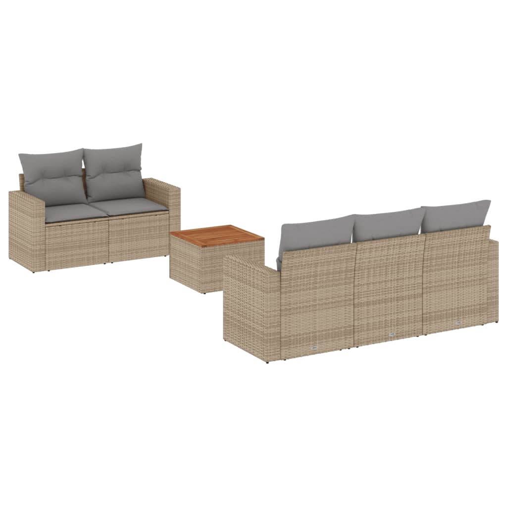 6-delige Loungeset met kussens poly rattan gemengd beige is nu te koop bij PeponiXL, paradijselijk wonen!