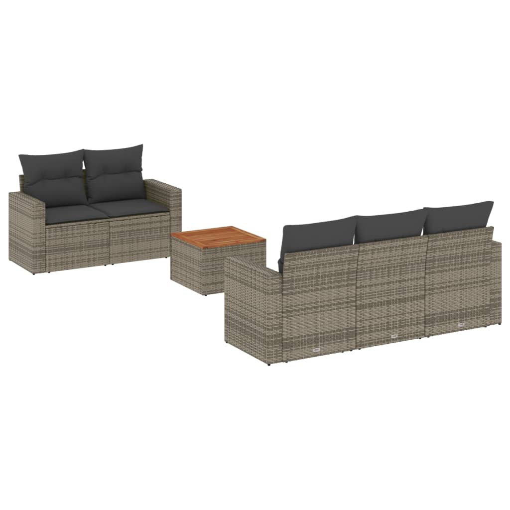 6-delige Loungeset met kussens poly rattan grijs is nu te koop bij PeponiXL, paradijselijk wonen!