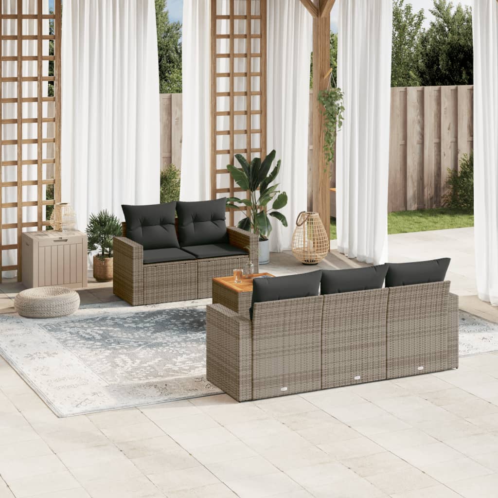 6-delige Loungeset met kussens poly rattan grijs is nu te koop bij PeponiXL, paradijselijk wonen!