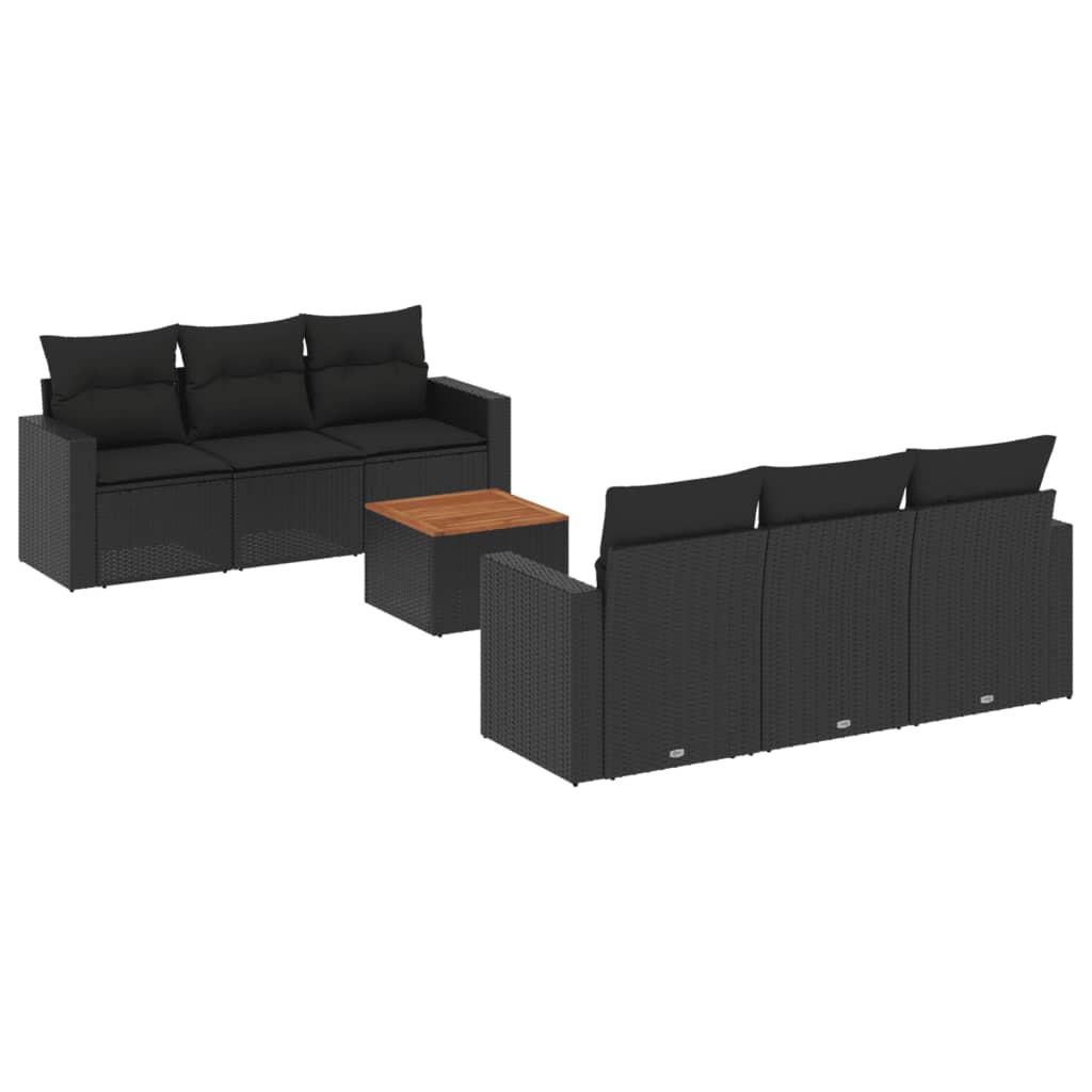 7-delige Loungeset met kussens poly rattan zwart is nu te koop bij PeponiXL, paradijselijk wonen!