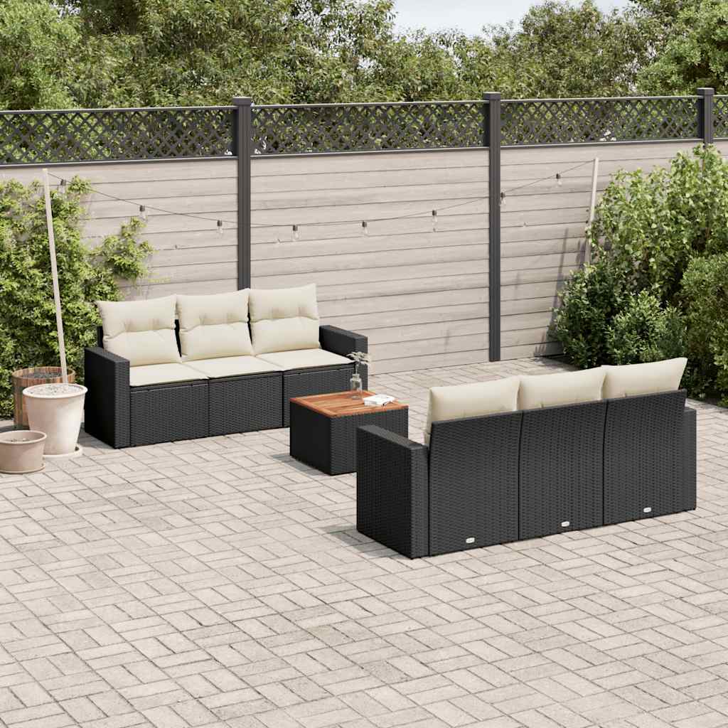 7-delige Loungeset met kussens poly rattan zwart is nu te koop bij PeponiXL, paradijselijk wonen!