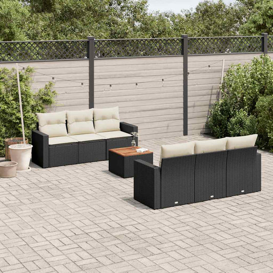 7-delige Loungeset met kussens poly rattan zwart is nu te koop bij PeponiXL, paradijselijk wonen!