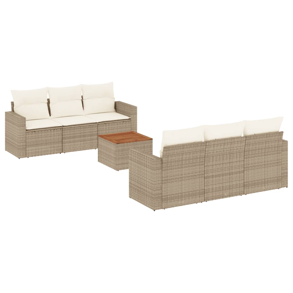 7-delige Loungeset met kussens poly rattan beige is nu te koop bij PeponiXL, paradijselijk wonen!