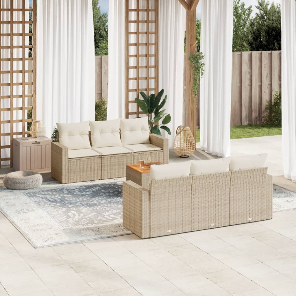 7-delige Loungeset met kussens poly rattan beige is nu te koop bij PeponiXL, paradijselijk wonen!