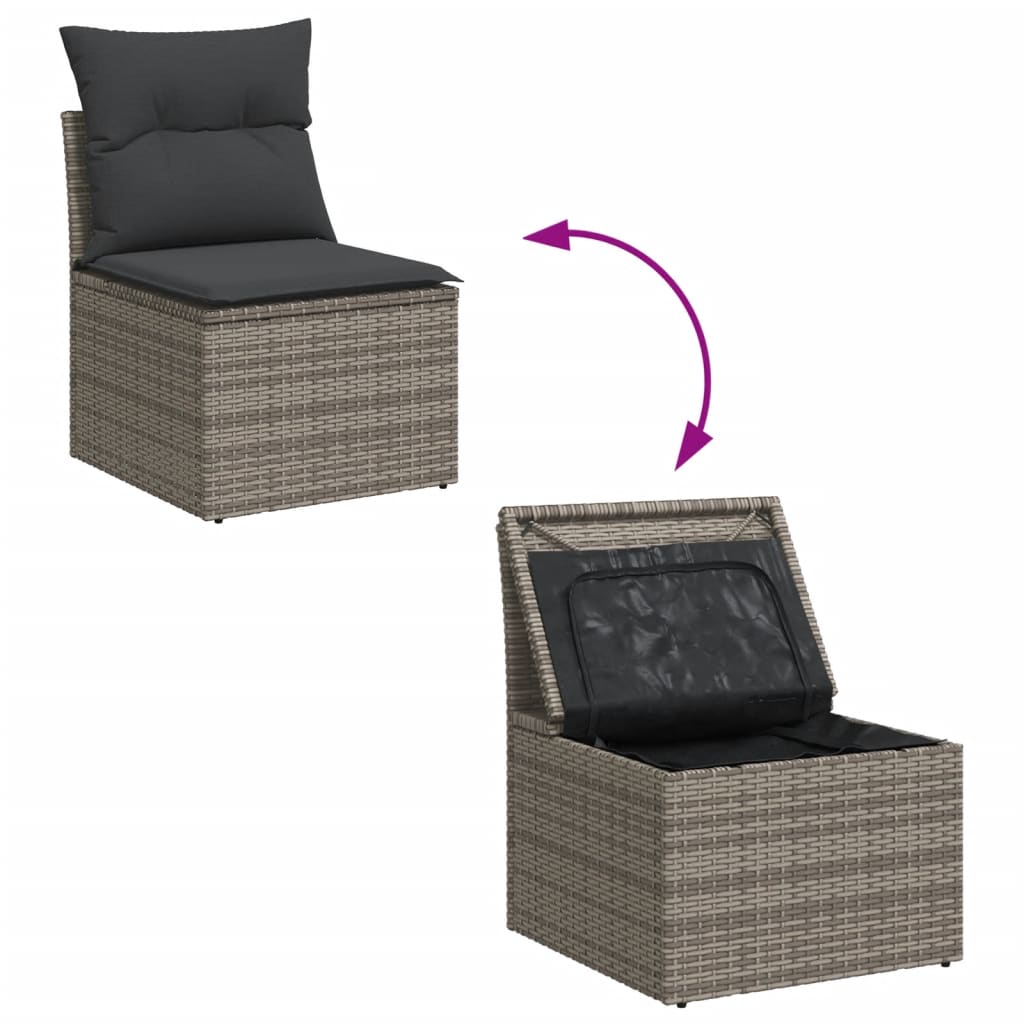 7-delige Loungeset met kussens poly rattan grijs is nu te koop bij PeponiXL, paradijselijk wonen!