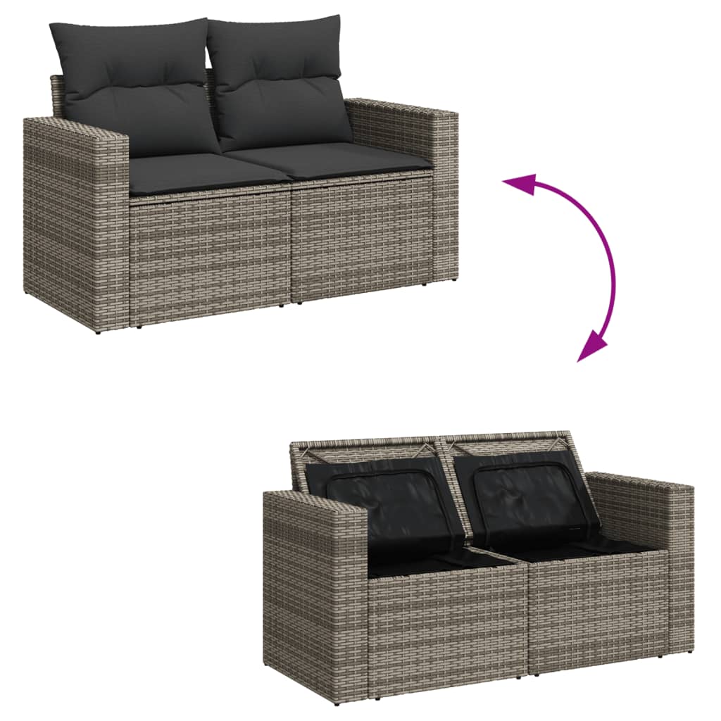 7-delige Loungeset met kussens poly rattan grijs is nu te koop bij PeponiXL, paradijselijk wonen!