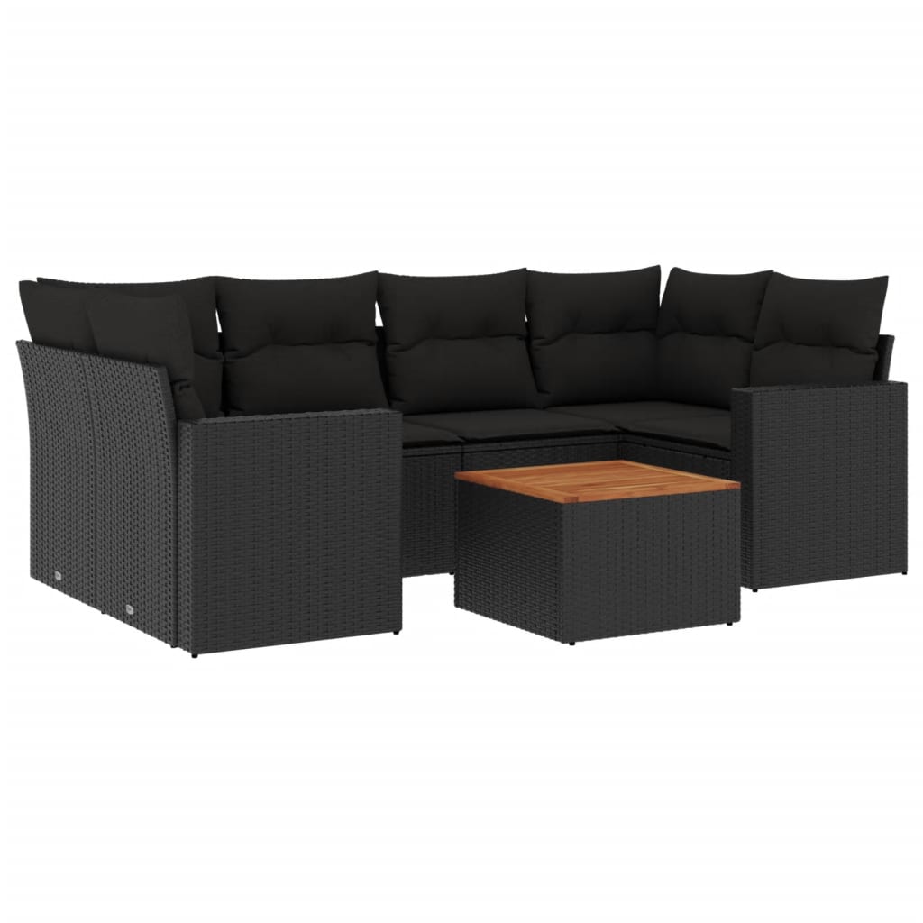 7-delige Loungeset met kussens poly rattan zwart is nu te koop bij PeponiXL, paradijselijk wonen!