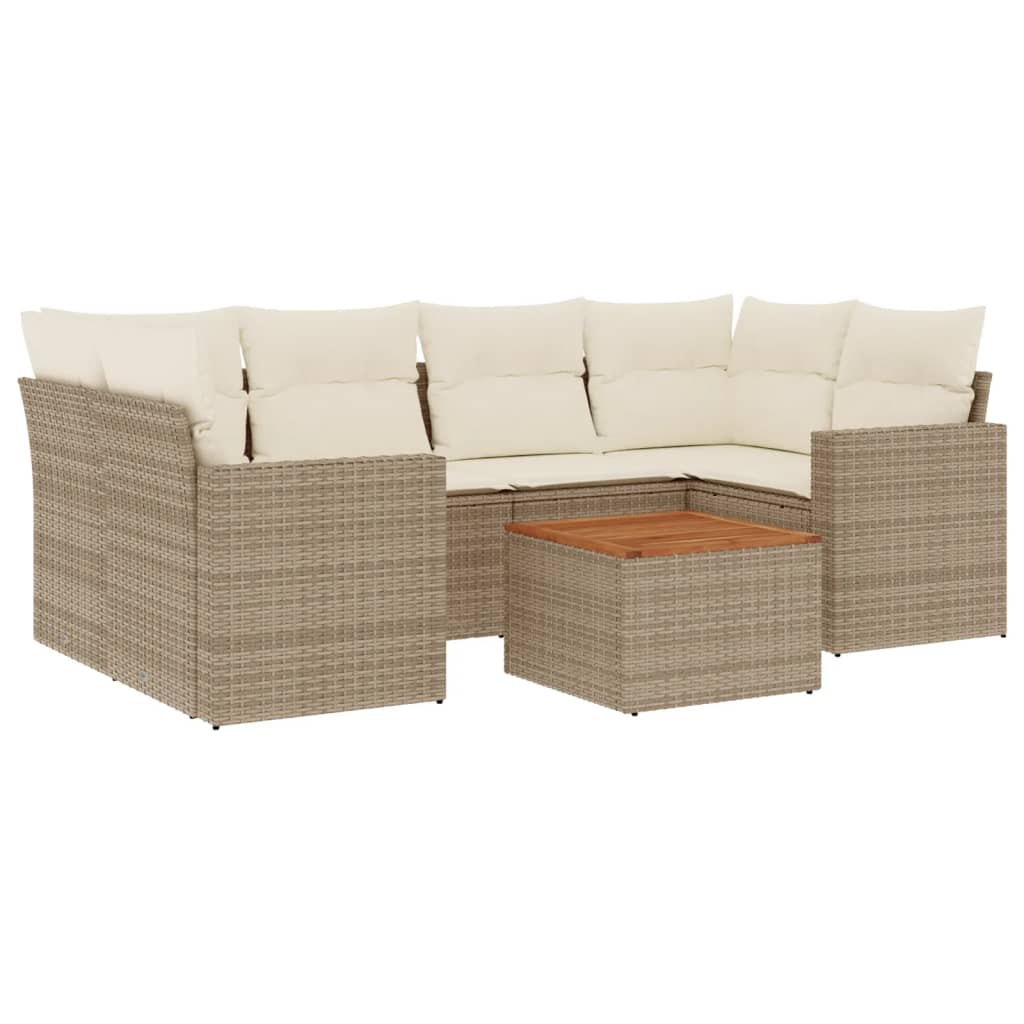 7-delige Loungeset met kussens poly rattan beige is nu te koop bij PeponiXL, paradijselijk wonen!