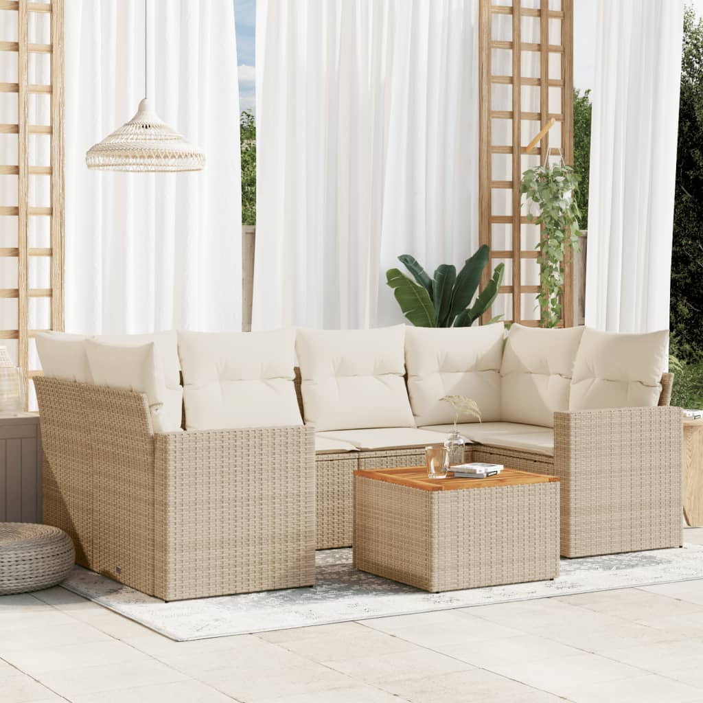 7-delige Loungeset met kussens poly rattan beige is nu te koop bij PeponiXL, paradijselijk wonen!