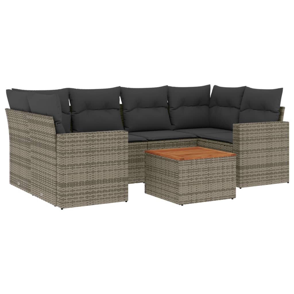 7-delige Loungeset met kussens poly rattan grijs is nu te koop bij PeponiXL, paradijselijk wonen!