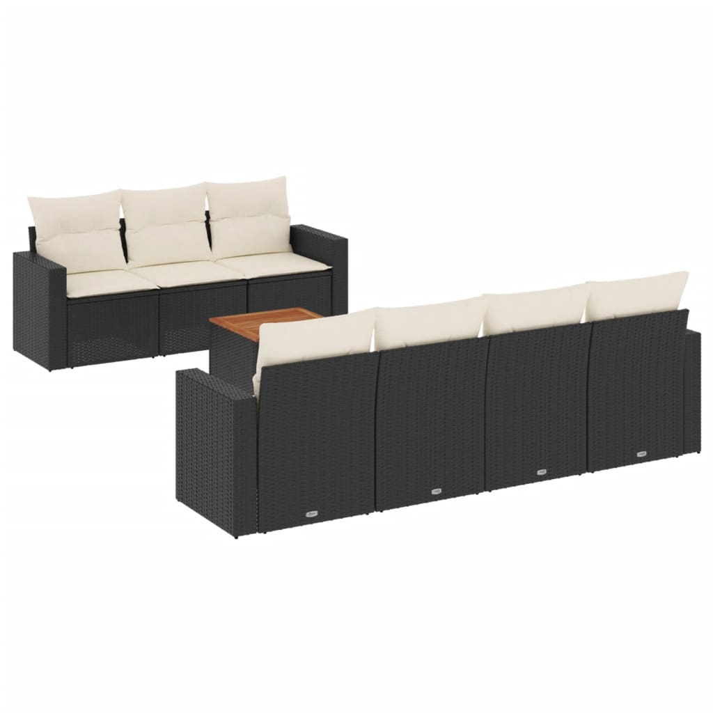 8-delige Loungeset met kussens poly rattan zwart is nu te koop bij PeponiXL, paradijselijk wonen!