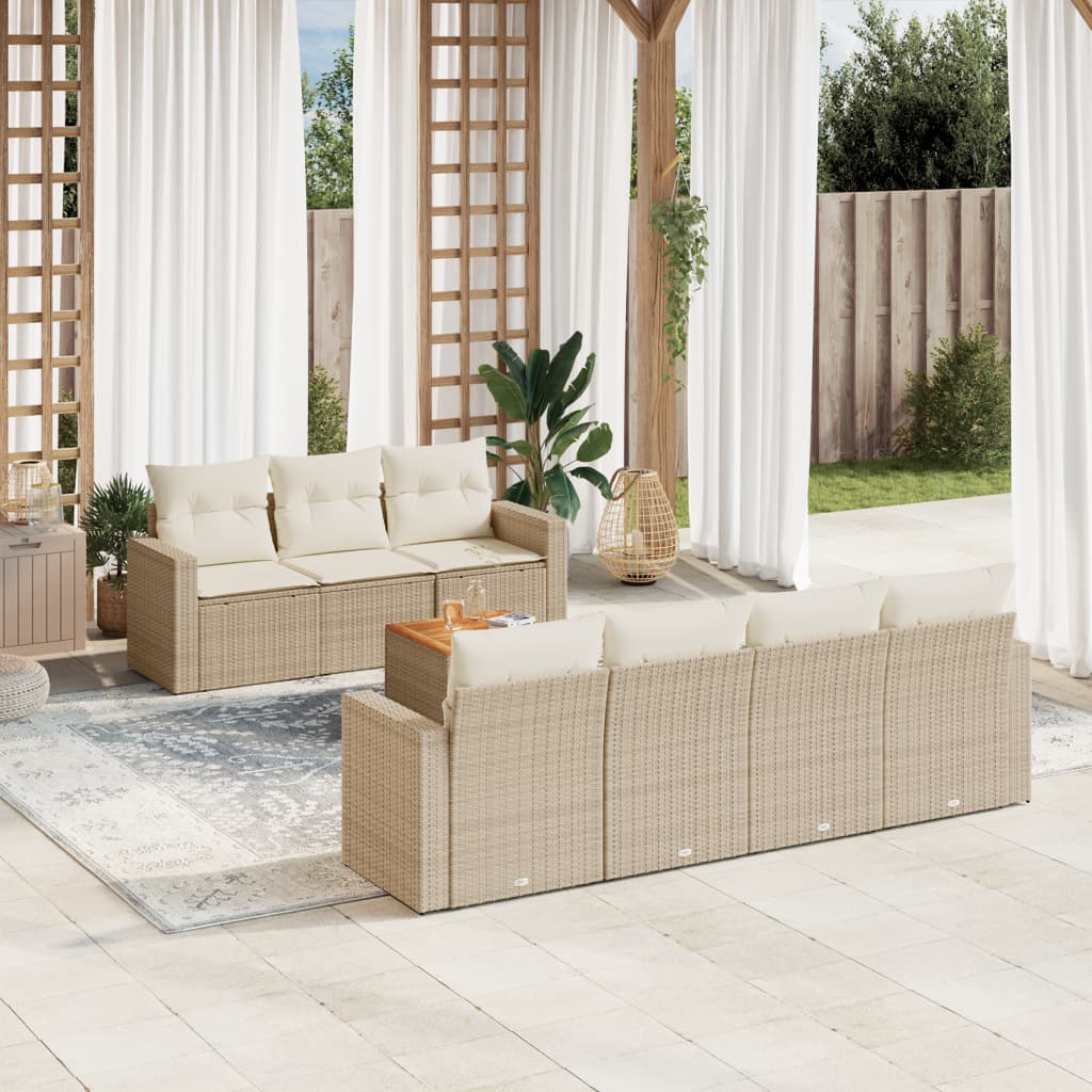 8-delige Loungeset met kussens poly rattan beige is nu te koop bij PeponiXL, paradijselijk wonen!