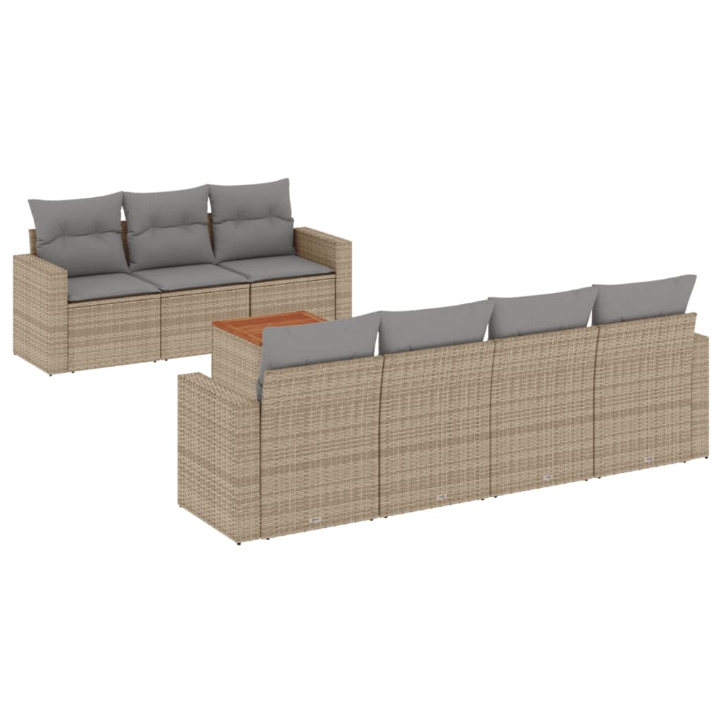 8-delige Loungeset met kussens poly rattan gemengd beige is nu te koop bij PeponiXL, paradijselijk wonen!
