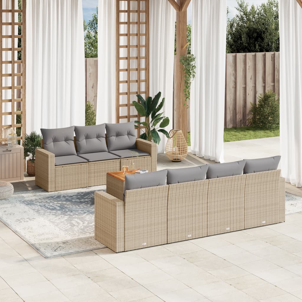 8-delige Loungeset met kussens poly rattan gemengd beige is nu te koop bij PeponiXL, paradijselijk wonen!