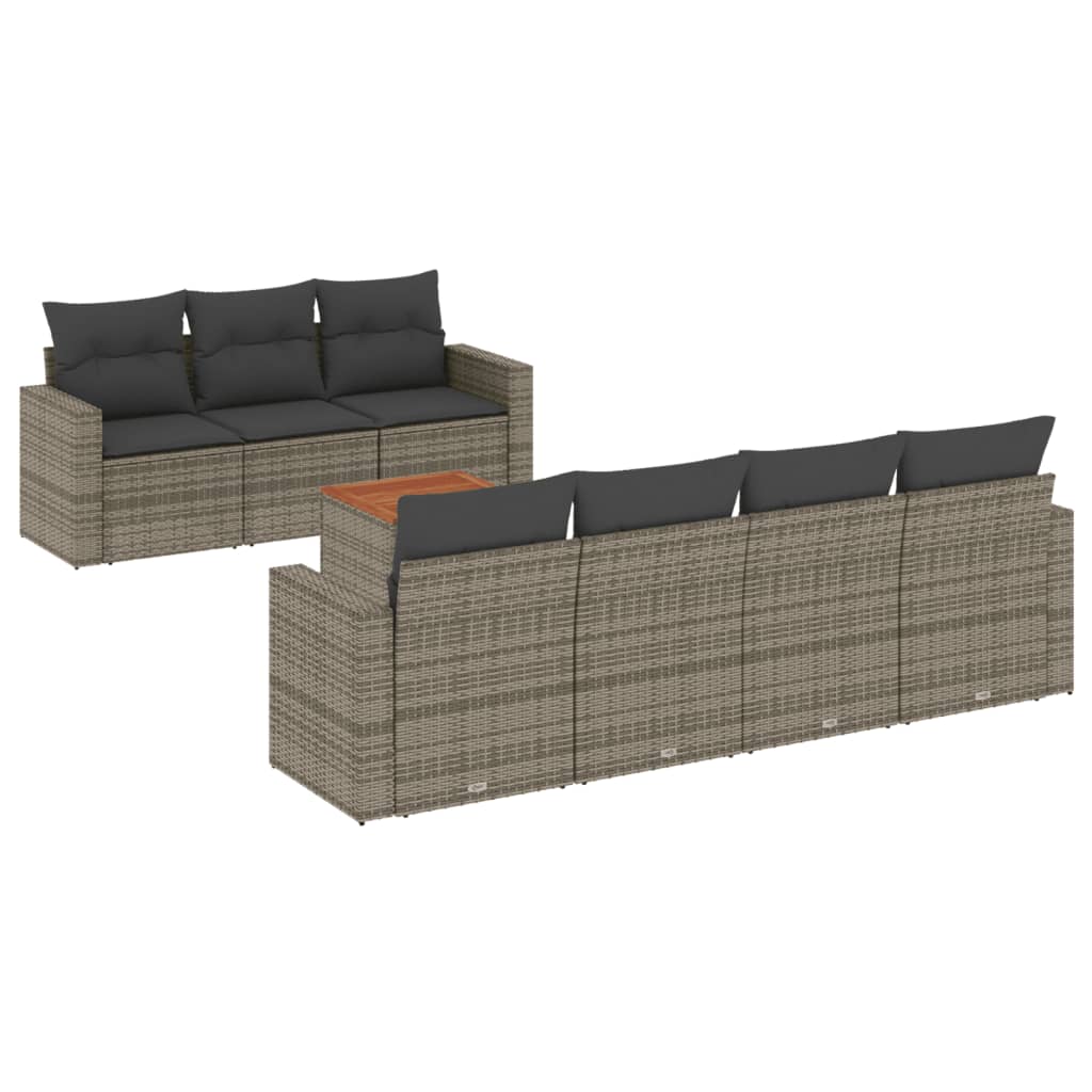 8-delige Loungeset met kussens poly rattan grijs is nu te koop bij PeponiXL, paradijselijk wonen!