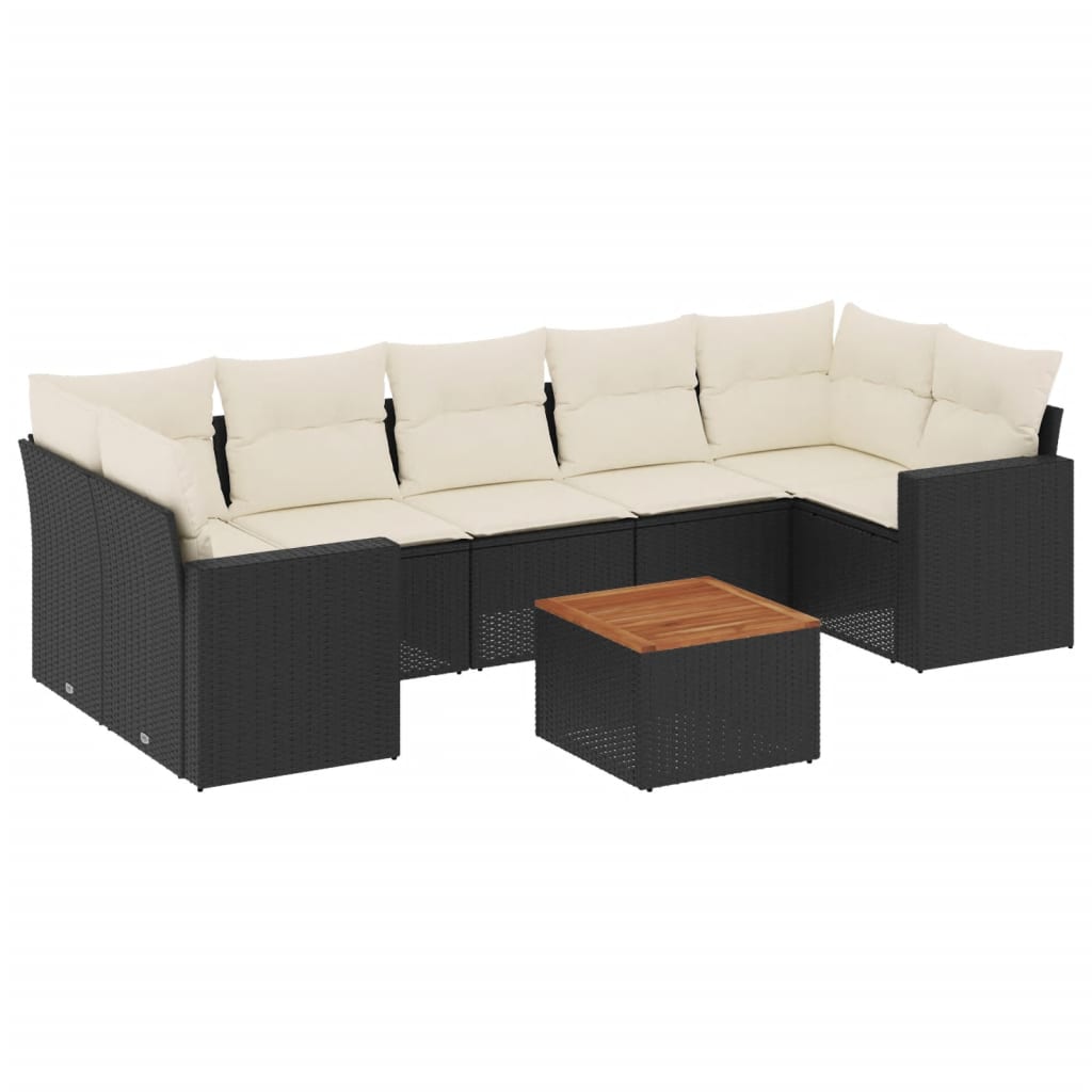 8-delige Loungeset met kussens poly rattan zwart is nu te koop bij PeponiXL, paradijselijk wonen!