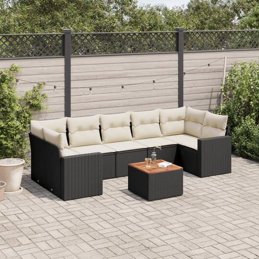 8-delige Loungeset met kussens poly rattan zwart is nu te koop bij PeponiXL, paradijselijk wonen!