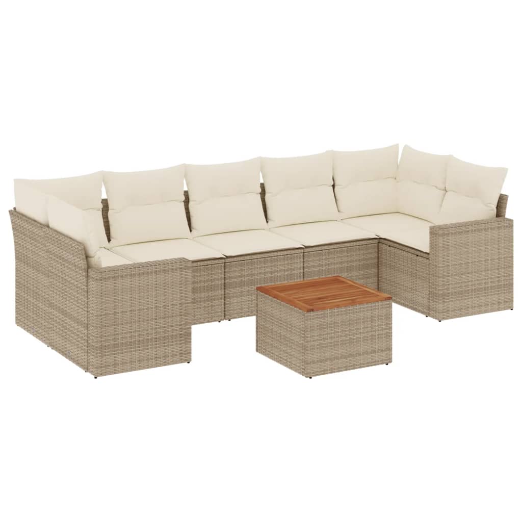 8-delige Loungeset met kussens poly rattan beige is nu te koop bij PeponiXL, paradijselijk wonen!