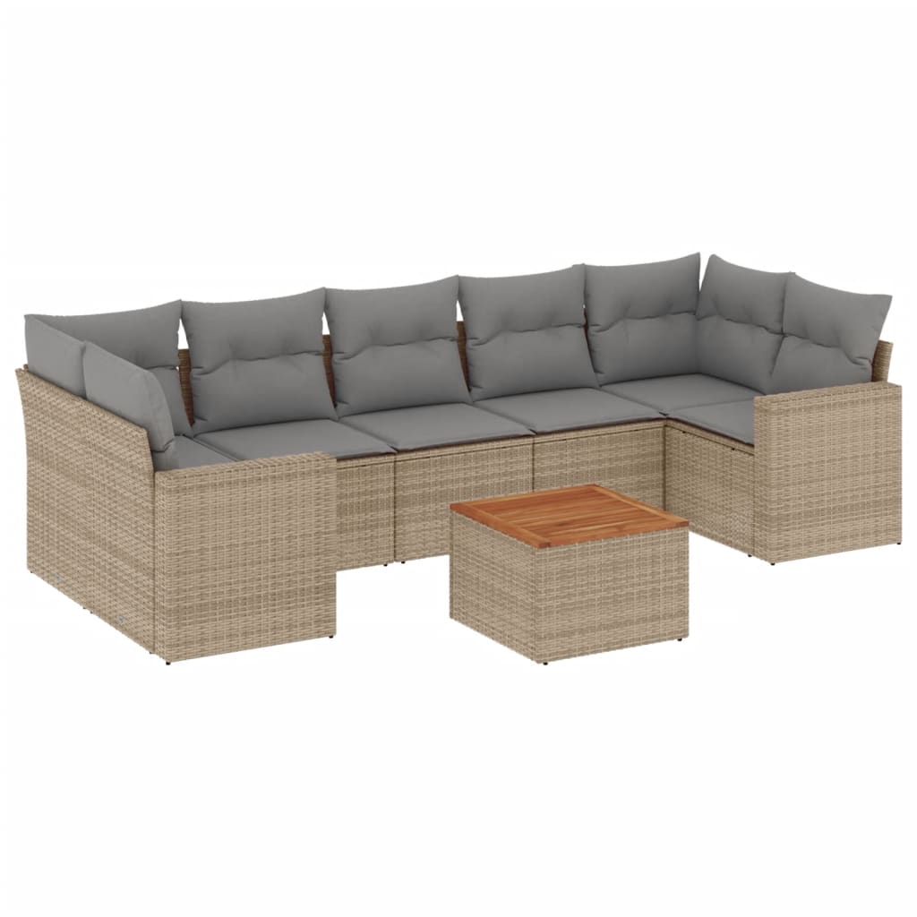 8-delige Loungeset met kussens poly rattan gemengd beige is nu te koop bij PeponiXL, paradijselijk wonen!