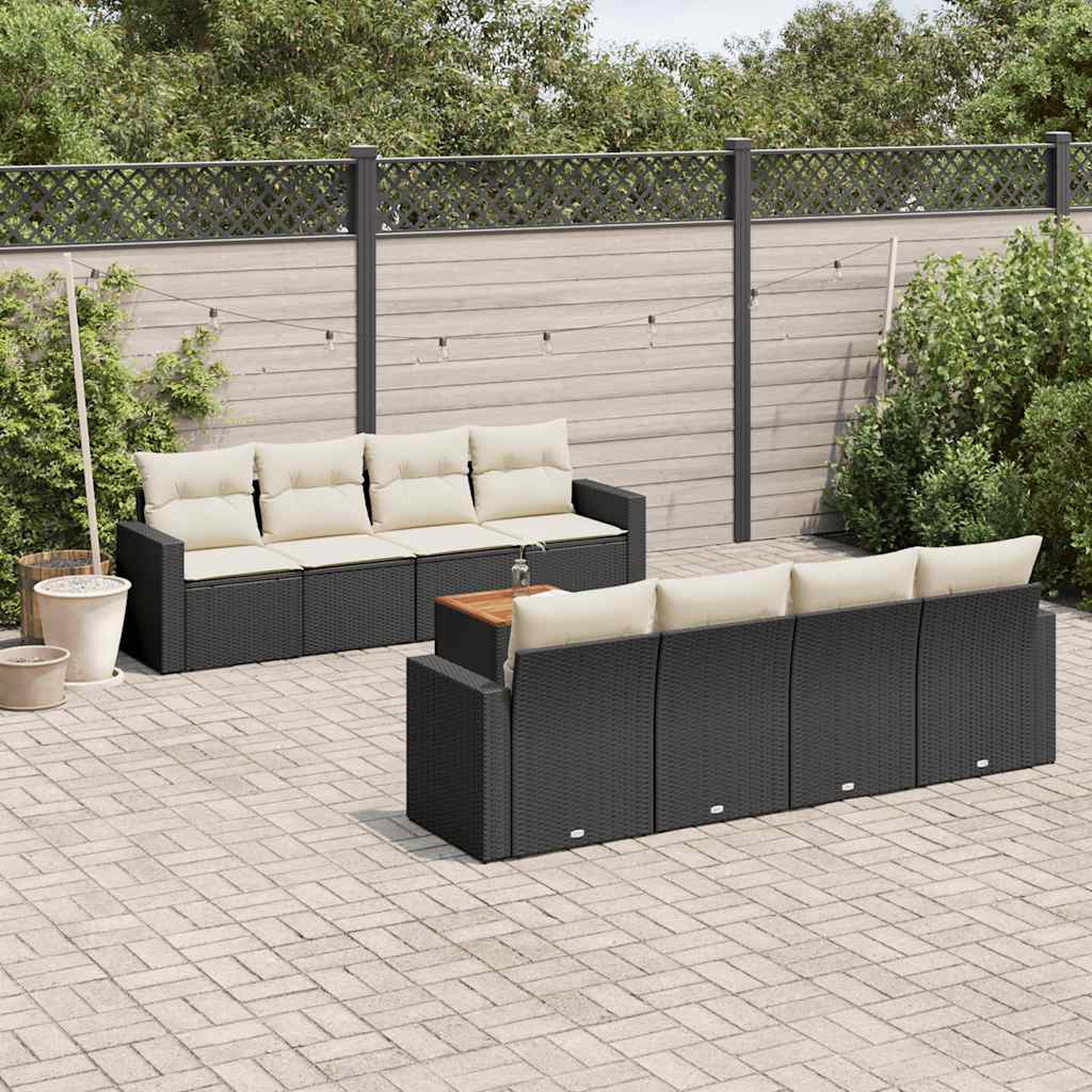 9-delige Loungeset met kussens poly rattan zwart is nu te koop bij PeponiXL, paradijselijk wonen!