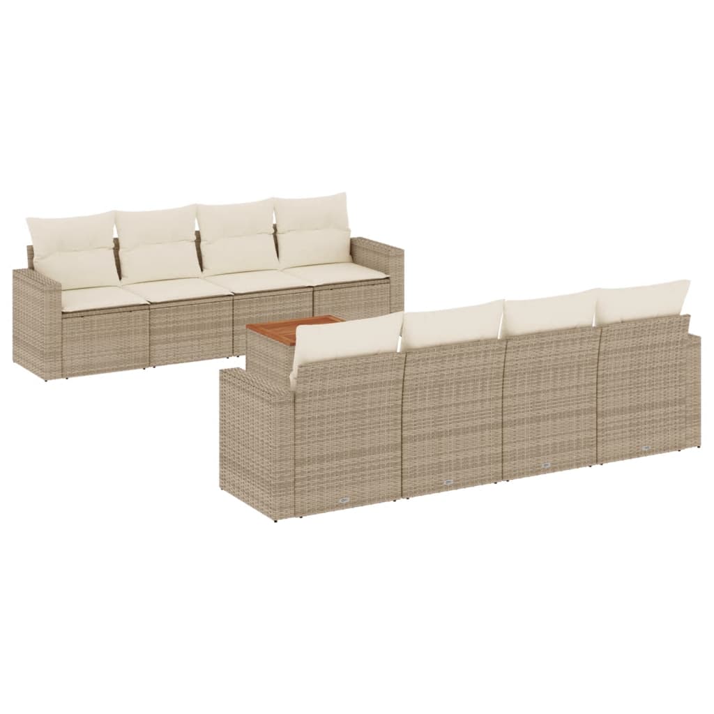 9-delige Loungeset met kussens poly rattan beige is nu te koop bij PeponiXL, paradijselijk wonen!