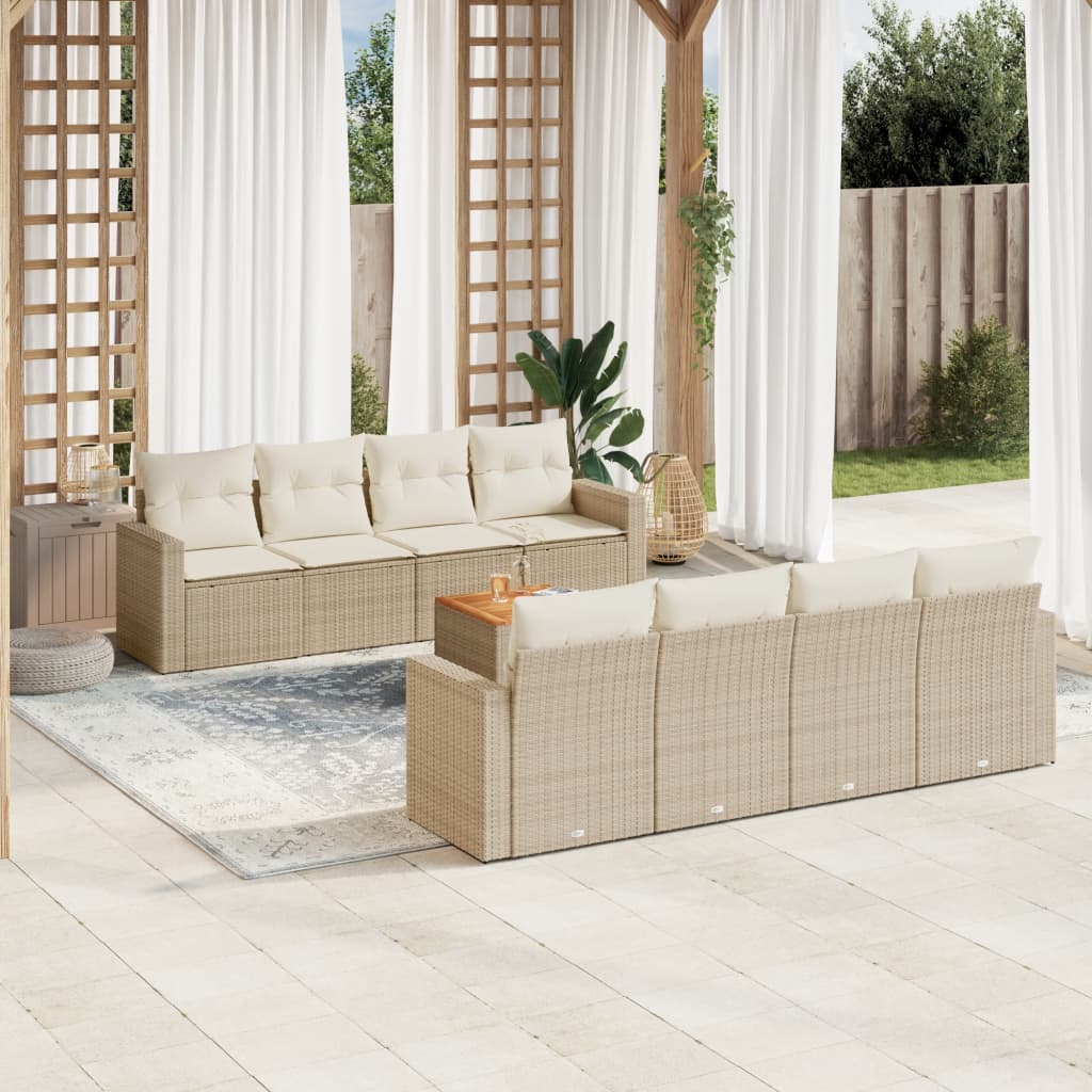 9-delige Loungeset met kussens poly rattan beige is nu te koop bij PeponiXL, paradijselijk wonen!