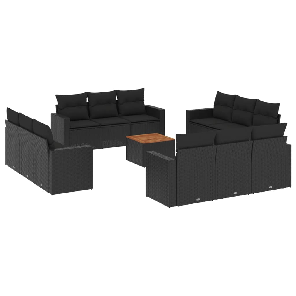 13-delige Loungeset met kussens poly rattan zwart is nu te koop bij PeponiXL, paradijselijk wonen!