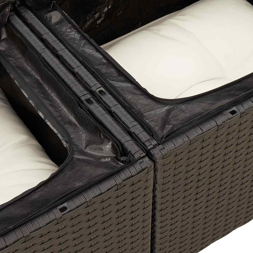 13-delige Loungeset met kussens poly rattan zwart is nu te koop bij PeponiXL, paradijselijk wonen!