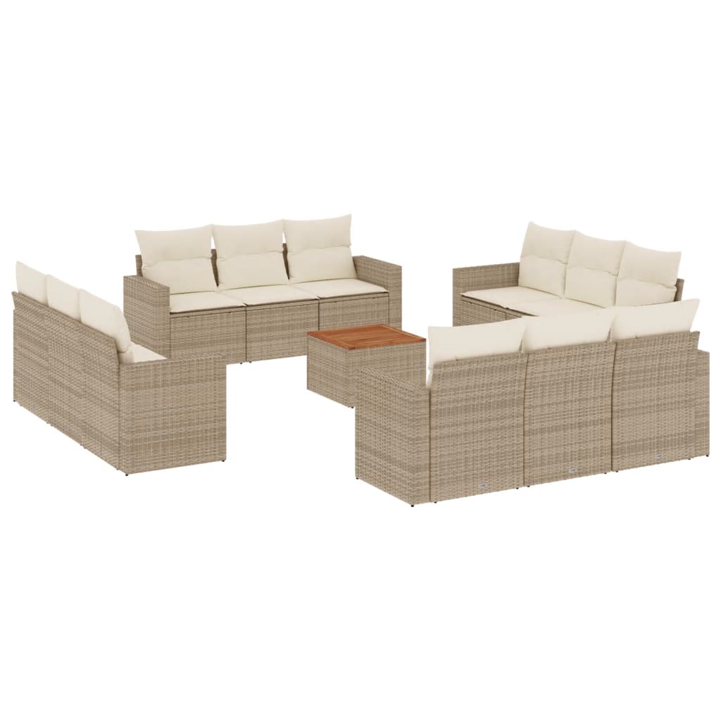 13-delige Loungeset met kussens poly rattan beige is nu te koop bij PeponiXL, paradijselijk wonen!